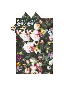 Katoenen dekbedovertrek Fleur, Weeftechniek: satijn Draaddichtheid 209, Groen, 260 x 220 cm + 2 kussenhoezen 60 x 70 cm