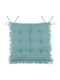 Poduszka siedziska na krzesło z frędzlami Prague, Niebieski, S 40 x D 40 cm