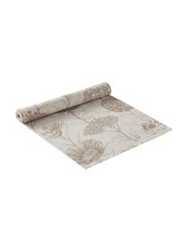 Tafelloper Freya met bloemenprint in bruin/beige, 86 % katoen, 14 % linnen, Beige, bruin, B 40 cm x L 140 cm