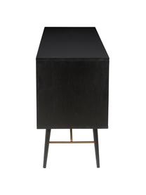 Credenza nera con ante Verona, Gambe: metallo verniciato a polv, Nero, ottone, Larg. 160 x Alt. 45 cm