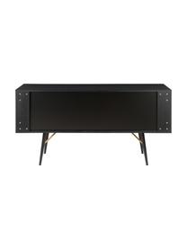 Schwarzes Sideboard Verona mit Türen, Korpus: Mitteldichte Holzfaserpla, Beine: Metall, pulverbeschichtet, Schwarz, Messing, 160 x 45 cm