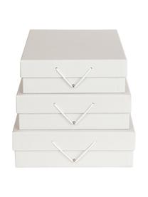 Set de cajas Bessie, 3 uds., Greige, blanco, Set de diferentes tamaños