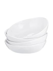 Ciotola da zuppa o bowl Porcelino con superficie irregolare 4 pz, Porcellana, volutamente irregolare, Bianco, Lung. 17 x Larg. 16 cm