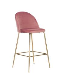 Tabouret de bar en velours Lausanne, 2 pièces, Rose, couleur laitonnée