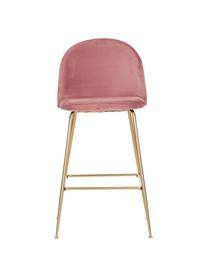 Sametová barová židle Lausanne, 2 ks, Růžová, mosazná