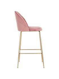 Tabouret de bar en velours Lausanne, 2 pièces, Rose, couleur laitonnée