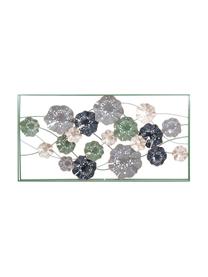 Decoración de pared Flower, Metal, Gris, verde, An 153 x Al 77 cm