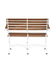 Garten-Klappbank Parklife mit Armlehnen, Sitzfläche: Akazienholz, geölt, Gestell: Metall, verzinkt, pulverb, Weiss, Akazienholz, B 111 x T 59 cm