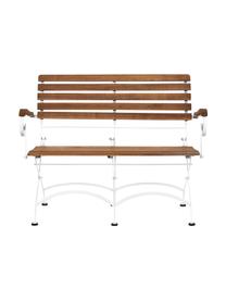 Banc pliant de jardin à accoudoirs Parklife, Blanc, bois d'acacia