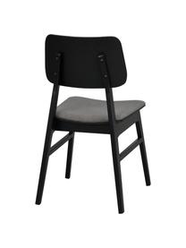 Krzesło z drewna z tapicerowanym siedziskiem Nagano, 2 szt., Tapicerka: 100% poliester Dzięki tka, Ciemnoszara tkanina, drewno dębowe lakierowane na czarno, S 50 x G 51 cm