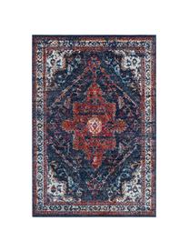 Tapis vintage Azrow, Bleu foncé, rouge