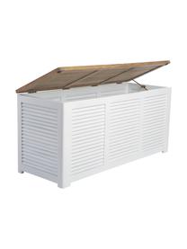 Tuinbox Storage van hout, Deksel: gepolijst teakhout, Teakhoutkleurig, wit, 130 x 60 cm