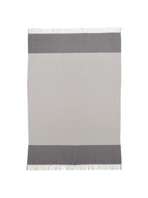 Plaid a righe Stripes, 50% cotone, 50% poliacrilico, Grigio, Larg. 150 x Lung. 200 cm