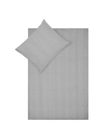 Dubbelzijdig dekbedovertrek Perun, Katoen, Bovenzijde: grijs, wit. Onderzijde: wit, 140 x 200 cm