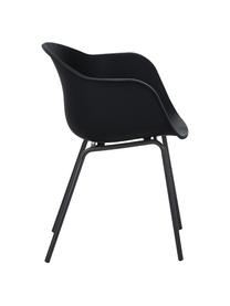 Sedia con braccioli e gambe in metallo Claire, Seduta: materiale sintetico, Gambe: metallo verniciato a polv, Nero, Larg. 60 x Prof. 54 cm