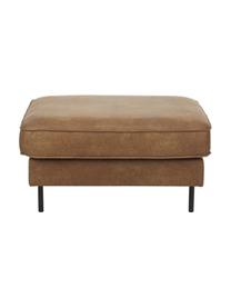 Sofa-Hocker Hunter aus recyceltem Leder, Bezug: 70% recyceltes Leder, 30%, Gestell: Massives Kiefernholz, FSC, Füße: Metall, pulverbeschichtet, Leder Braun, B 85 x T 70 cm