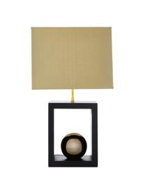 Tischlampe Scala aus Buchenholz, Lampenschirm: Polyester, Goldfarben, Braun, 30 x 54 cm