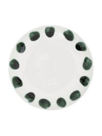 Plato postre artesanal Sparks, Gres, Blanco, verde, Ø 22 cm