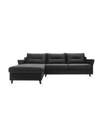 Sofa narożna z funkcją spania z aksamitu Loft, Tapicerka: 100% aksamit poliestrowy, Nogi: metal lakierowany, Ciemny szary, S 275 x G 181 cm