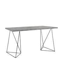 Schreibtisch Max mit Trestle Beinen, Tischplatte: Spanplatte in Leichtbau-W, Beine: Metall, lackiert, Grau, B 140 x T 75 cm