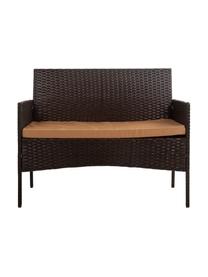 Salotto da giardino Barny 4 pz, Struttura: rattan sintetico, Sottostruttura: metallo, Rivestimento: tessuto, Marrone scuro, Set in varie misure