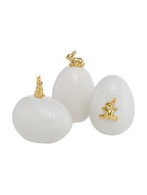 Set de piezas decorativas Laure, 3 pzas., Porcelana, Blanco, dorado, Ø 9 x Al 15 cm