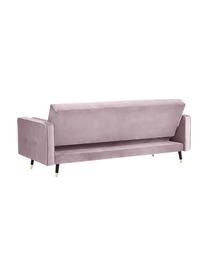 Divano letto 3 posti in velluto con piedini in legno Gia, Rivestimento: velluto di poliestere Con, Struttura: Pino massiccio, Velluto color lavanda, ottonato, Larg. 212 x Alt. 93 cm