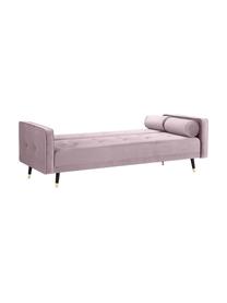 Divano letto 3 posti in velluto con piedini in legno Gia, Rivestimento: velluto di poliestere Con, Struttura: Pino massiccio, Velluto color lavanda, ottonato, Larg. 212 x Alt. 93 cm