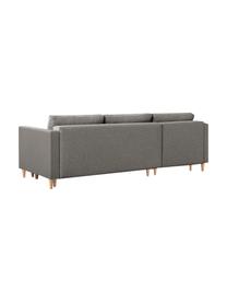 Sofá rinconera cama Fandy, plegable, Tapizado: poliéster Alta resistenci, Estructura: madera maciza, aglomerado, Patas: madera de haya, Tejido gris claro, An 223 x F 69 cm, chaise longue izquierda