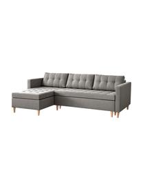 Ecksofa Fandy mit Schlaffunktion in Hellgrau, ausklappbar, Bezug: Polyester Der strapazierf, Korpus: Massivholz, Spanplatte, Webstoff Hellgrau, B 223 x T 69 cm, Eckteil links