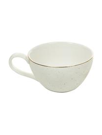 Juego tazas de café con platitos Bella, 2 uds., Porcelana, Blanco crema, Ø 10 x Al 6 cm