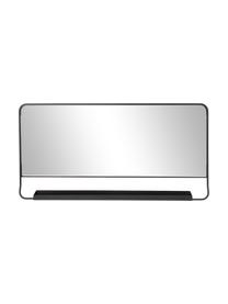 Eckiger Wandspiegel Chic mit Ablagefläche, Spiegelfläche: Spiegelglas, Schwarz, B 80 x H 40 cm