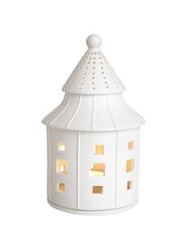 Portalumino rotondo in porcellana Living, Porcellana, Bianco, Ø 11 x Alt. 17 cm