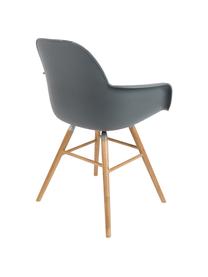 Silla con reposabrazos Albert Kuip, Asiento: 100% polipropileno, Patas: madera de fresno, Asiento: gris Patas: madera de fresno, An 59 x Al 82 cm