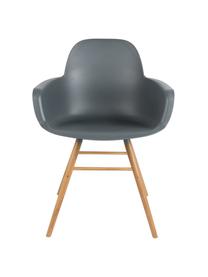 Krzesło z podłokietnikami Albert Kuip, Nogi: drewno jesionowe, Siedzisko: szary Nogi: drewno dębowe, S 59 x W 82 cm