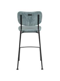 Krzesło kontuarowe ze sztruksu Beson, Stelaż: metal malowany proszkowo, Szaroniebieski, S 46 x W 92 cm