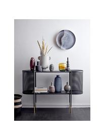 Metalen sidetable Midou in zwart, Frame: gecoat metaal, Plateaus: MDF met gefineerd, gelakt, Zwart, messingkleurig, 120 x 36 cm