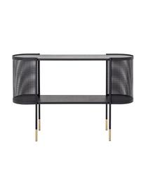 Metalen sidetable Midou in zwart, Frame: gecoat metaal, Plateaus: MDF met gefineerd, gelakt, Zwart, messingkleurig, 120 x 36 cm