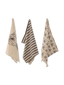 Set 3 strofinacci in cotone con diversi motivi Musa, Cotone, Beige, nero, Larg. 45 x Lung. 70 cm