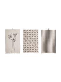 Set 3 strofinacci in cotone con diversi motivi Musa, Cotone, Beige, nero, Larg. 45 x Lung. 70 cm