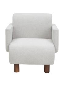 Fauteuil lounge gris clair pieds en bois Coco, En tissu bouclé gris clair, larg. 92 x prof. 79 cm