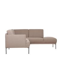Sofa narożna Fluente, Tapicerka: 100% poliester Dzięki tka, Stelaż: lite drewno sosnowe z cer, Nogi: metal malowany proszkowo, Taupe tkanina, S 221 x G 200 cm, lewostronna