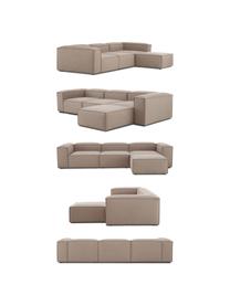 Modulares Sofa Lennon (4-Sitzer) mit Hocker, Bezug: 100 % Polyester Der strap, Gestell: Massives Kiefernholz FSC-, Füße: Kunststoff, Webstoff Taupe, B 327 x T 207 cm