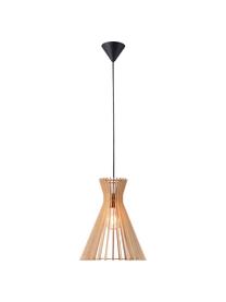 Lampa wisząca w stylu boho z drewna Groa, Beżowy, Ø 34 x W 41 cm