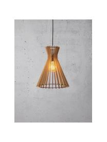 Lampa wisząca w stylu boho z drewna Groa, Beżowy, Ø 34 x W 41 cm
