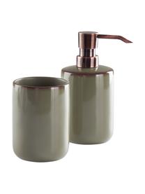 Set 2 accessori da bagno Sloane, Poliresina, Verde, color bronzo, Set in varie misure