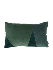 Poduszka z aksamitu z wypełnieniem Patchwork, Tapicerka: 100% aksamit bawełniany, Odcienie zielonego, S 30 x D 50 cm