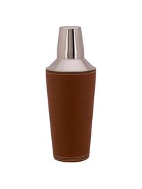 Cocktail-Shaker Lahore in Silber mit braunem Leder, Shaker: Rostfreier Stahl, Bezug: Leder, Braun, Stahl, Ø 9 x H 25 cm