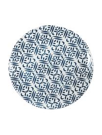 Serviesset met patroon Playa in blauw/wit, 6 personen (18-delig), Porselein, Blauw, wit, Set met verschillende formaten