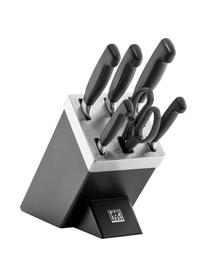Set de cuchillos autoafilables **** VIER STERNE, 7 pzas., Cuchillo: acero inoxidable, Negro, Set de diferentes tamaños